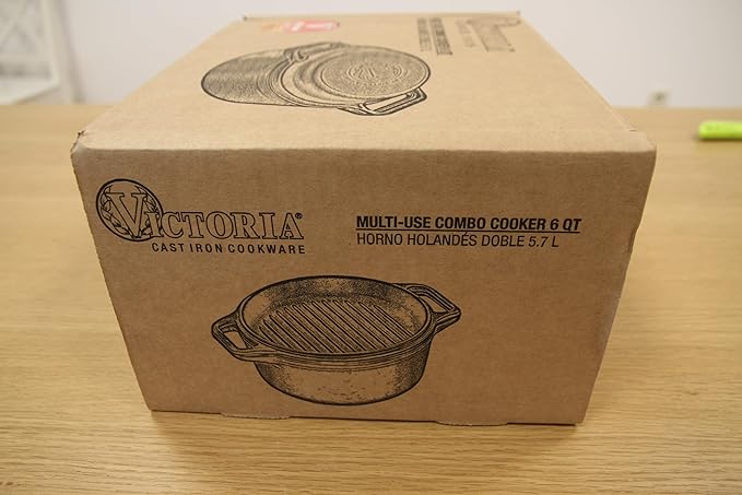 Victoria 6-Quart Cast Iron Combo Cooker, Combination Dutch Oven and Skillet, Made in Colombia, 2-Piece Set