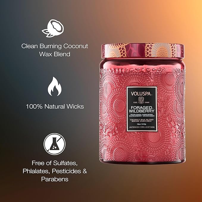 Voluspa Foraged Wildberry Soy Wax Jar Candle - 18 Oz, Spring-Summer