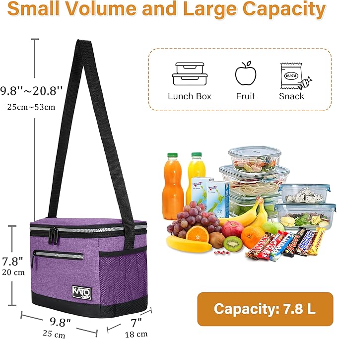 Tirrinia Insulated Lunch Box for Men/Women, Leakproof Lunch Bag for School Work, Large Lunch Tote Kids Boys Girls Student Back to School, Soft Cooler Office Picnic Beach Camping for Adults,Purple