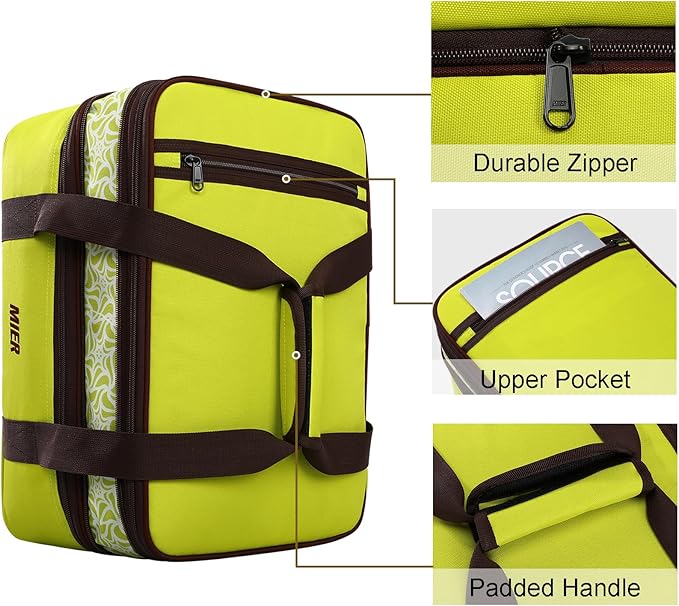 MIER Insulated Double Casserole Carrier Bag Fits 9 x 13 Inches Baking Dish, Casserole Dish, Expandable by Mid Zipper, Grass Green
