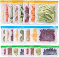 GREENZLA Eco-Friendly Reusable Freezer Bags, 24-Pack Extra Thick and Leakproof Resealable Gallon Bags for Safe Food Storage, Marinating, Snacks, and Meal Prep, Reusable, Non-Toxic, and Freezer Safety