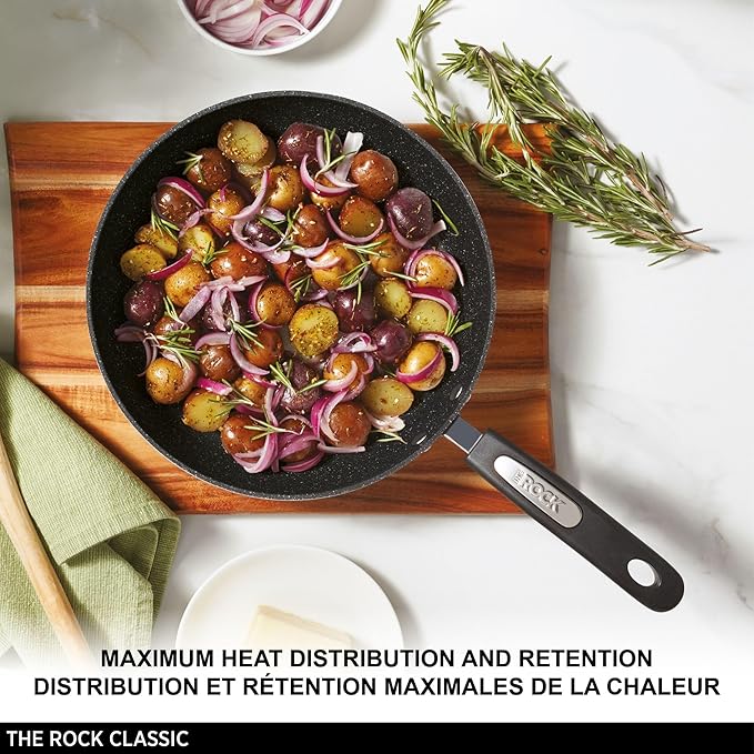 Starfrit The Rock 26cm (10") Non-Stick Multi Pan - Tawa - Durable Forged Aluminum - Oven Safe - PFOA Free - Easy to Clean - Black