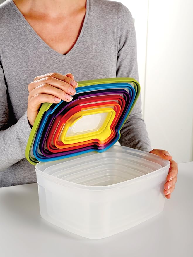 Joseph Joseph Nest Lock Plastic BPA Free Food Storage Container Set with Lockable Airtight Leakproof Lids, 12-Piece, Multi-Color