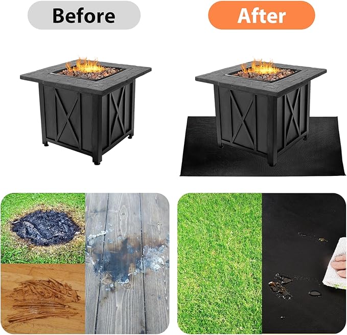 65 x 48 inch Under Grill Mats for Outdoor Grill - Fireproof Grill Mats for Outdoor Grill Deck and Grass Protector - Water Resistant & Oil Proof- Easy to Clean Fire Pit Mat, Fireplace Mat
