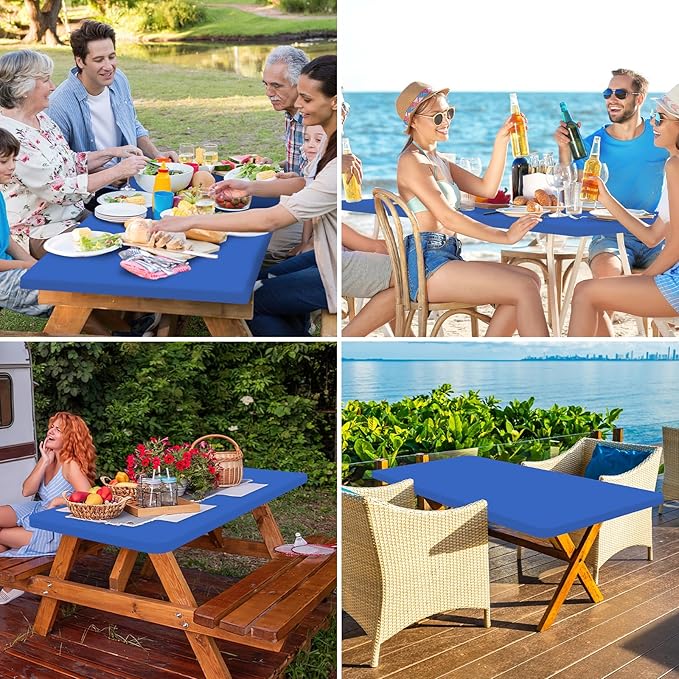 homing Rectangle Table Cloth Cover, Waterproof Polyester Elastic Fitted Tablecloth, Fits for 5 Foot Folding Tables, Washable Table Protector for Picnic, Camping, Outdoor (Blue, 30" x 60")