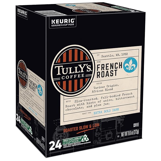 Tully's Coffee French Roast, Keurig Single-Serve K-Cup Pods, Dark Roast, 96 Count
