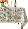 patdrea Designer Green Rectangle Table Cloth,Vintage Italian Floral Country Linen Breathable Tablecloth,Decor Cover for Kitchen Dining,Christmas,Tea Party,Thanksgiving,55"x79"-Tree Life
