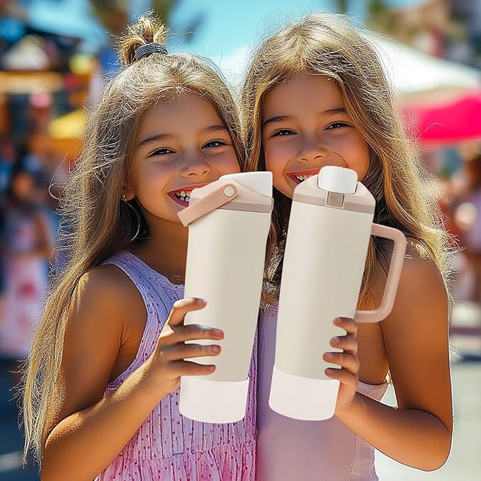 Mity rain 2PCS Protective Silicone Boots for Owala 30oz & 40oz FreeSip Sway Bottles & Tumblers - Accessories for owala, Enhances Stability & Prevents Scratches (Apricot Beige)