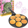 Unicorn Mini Pancake Pan - Make 7 Unique Flapjack Unicorns, Nonstick Pan Cake Maker Griddle for Holiday Breakfast Fun & Easy Cleanup, Magical Xmas Treat or Gift for Kids Party- Easy to Use Long Handle
