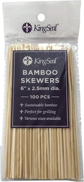 1600 Count | KingSeal Natural Bamboo Wood Grilling Skewers, 6 Inches x 2.5mm Diamter, for Shish Kebabs, BBQ, and Fruit Arrangements, Bulk Pack - 16 Packs x 100 Skewers
