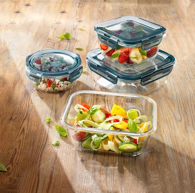 Bormioli Rocco Frigoverre Evolution Collection - 7-Inch Square Container - 1.4 Liter (47.25 oz.)- Grey