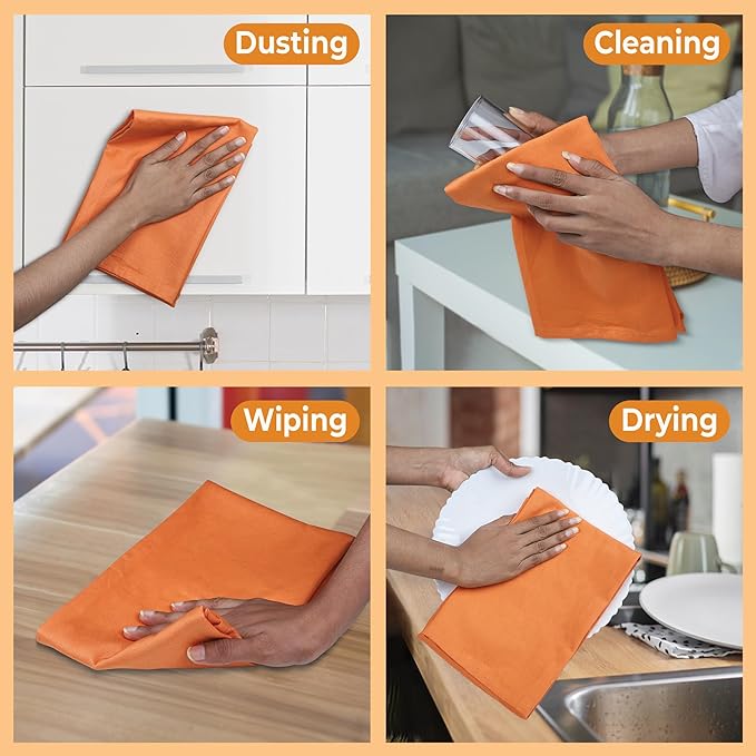 Urban Villa Halloween Kitchen Towels Set of 6 Dish Towels for Kitchen 100% Cotton Orange Color Dish Cloths 20''X30'' Multi-Purpose Kitchen Hand Towels Highly Absorbent Kitchen Towels with hanging Loop