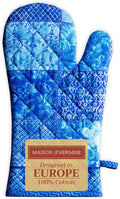 Maison d' Hermine Oven Gloves 100% Cotton Oven Mitt 7" x 13" with Loop Heat Resistant, BBQ, Cooking Gloves, Baking, Grilling, Kitchen, Handling Hot Pans Spring/Summer (Pack of 1, Indigo Love)