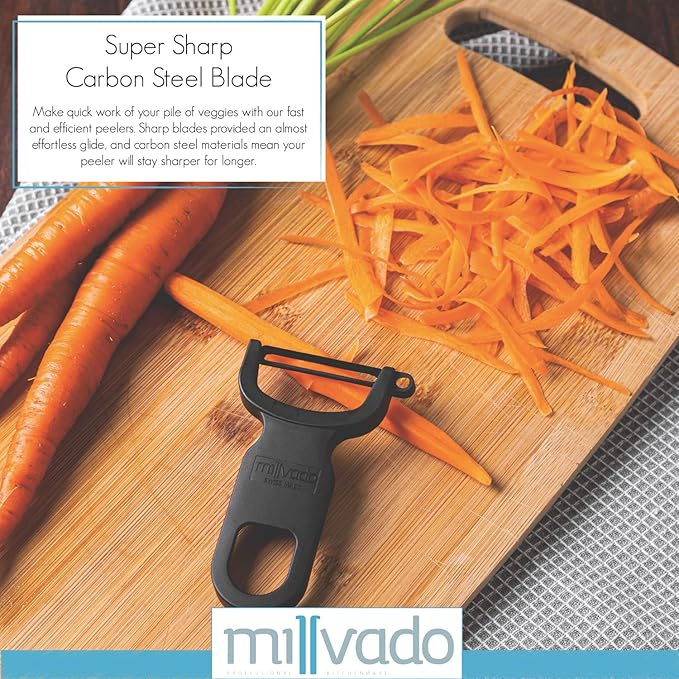 Vegetable Peeler, Swiss Made Sharp Peelers for Kitchen, Set of 3 Y Peeler for Potatoes, Apple Peeler, Vegetables, Fruits, Carbon Blade, Dishwasher Safe