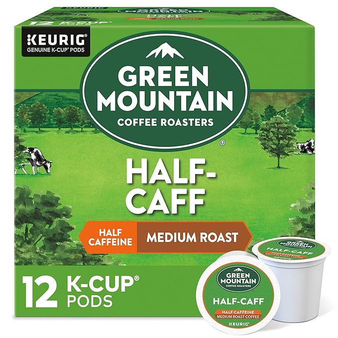 Green Mountain Coffee Roasters Half Caff Keurig Single-Serve K-Cup pods, Medium Roast Coffee, 12 Count