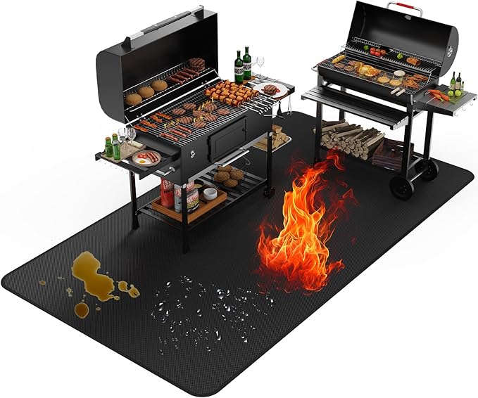 Large 90 x 48inches Under Grill Mats for Outdoor, Fireproof Griddle Mats for Deck Patio Lawn, Indoor Fireplace/Fire Pit Mat, Griddle Accessories Compatible with Blackstone