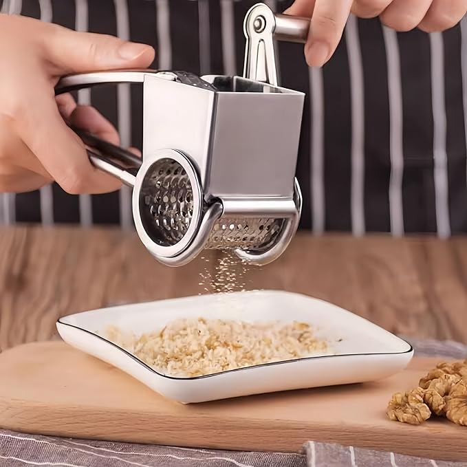 Manual Rotary Cheese Grater Stainless Steel Parmesan Grater, Hand Crank Cheese Graters, Cheese Shredder Slicer Handheld for Hard Cheese Chocolate Nuts Kitchen Parmesan