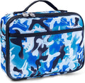 Fenrici Lunch Box for Boys, Kids Insulated Lunch Bag, Soft Sided Compartments, Spacious, BPA Free, Food Safe, 10.8in x 8.5in x 2.8in, Shark, Camo
