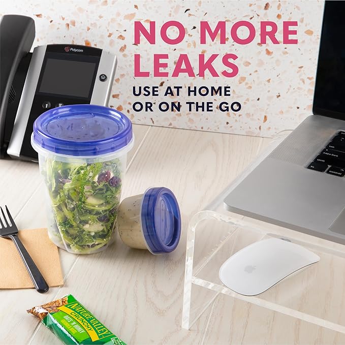 Plastic Food Deli Containers With Twist Top Lids - (32 Oz) - [3 Pack] - Soup & Food Storage Containers Takeout To Go - Airtight Plastic Containers - Microwave, Freezer & Dishwasher Safe BPA-Free
