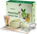 NEKOLA Matcha Whisk Set (7Pcs) Matcha Bowl, Bamboo Whisk, Whisk Holder, Spoon & Scoop, Sifter & Tea Towel Tea Making Ceremony Kit for Matcha Lovers Unique Gifts for Women,Men & Girlfriend