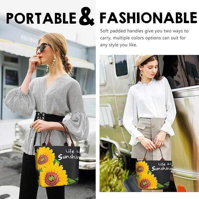 Gloppie Lunch Bag Women Insulated Lunch Box for Women Sunflower Lunch Tote Leakproof Cooler Purse for Work Loncheras para mujer 9L
