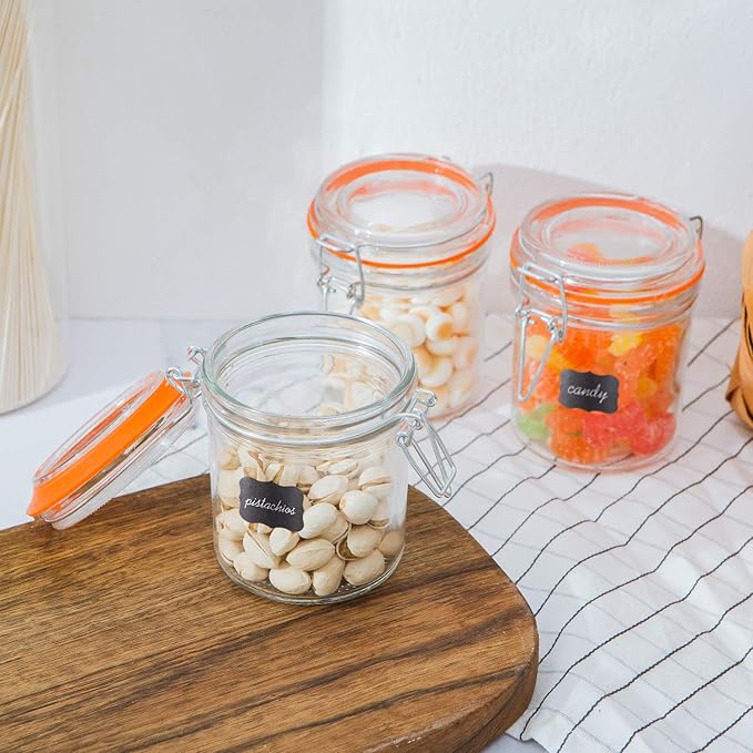 Encheng Glass Jars With Airtight Lids, Mason Jars 8 oz,Glass Jar With Leak Proof Rubber Gasket 250ml,Storage Jars With Hinged Lid for Home and Kitchen,12 Pack