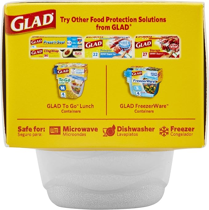 Glad GladWare Home Mini Round Food Storage Containers - Small Meal Container Holds up to 4 Ounces of Food - Lock Tight Seal, 8 Count