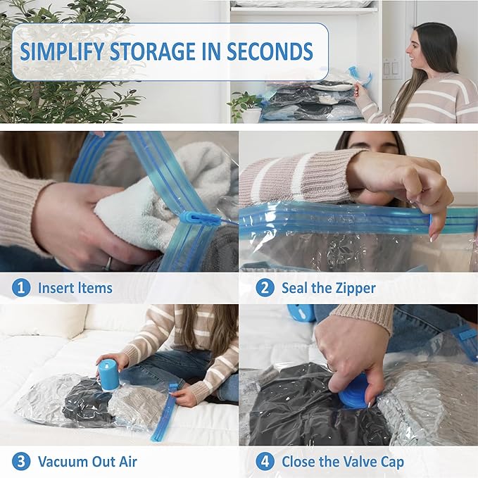 Cozy Essential Travel Vacuum Bags with Rechargeable Electric Pump, 10 Pack Vacuum Travel Bags for Luggage and Suitcase, Vacuum Seal Space Saver Compression for Clothes Clothing