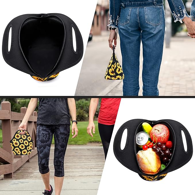 Neoprene Lunch Bag for Women Insulated Lunch Tote Bags Washable Lunch Container Box for Work Picnic Lightweight Meal Prep Bags for Men