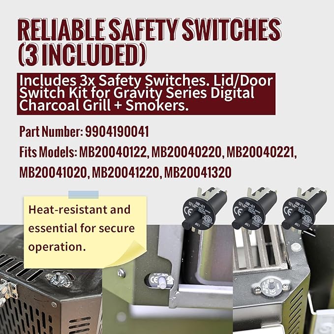 Replacement Fan and Hopper Door Switch Kit for Masterbuilt Gravity Series 560/800/1050 XL Digital Charcoal Grills & Smokers, Includes 1 Fan Kit, 3 Hopper Lid/Door Switches & 1 Electric Wire Kit
