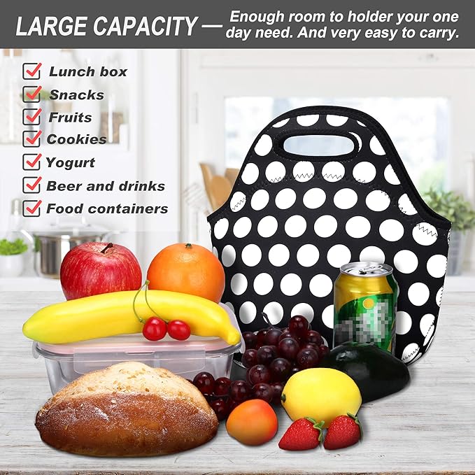 Neoprene Lunch Bag for Women Insulated Lunch Tote Bags Washable Lunch Container Box for Work Picnic Lightweight Meal Prep Bags for Men