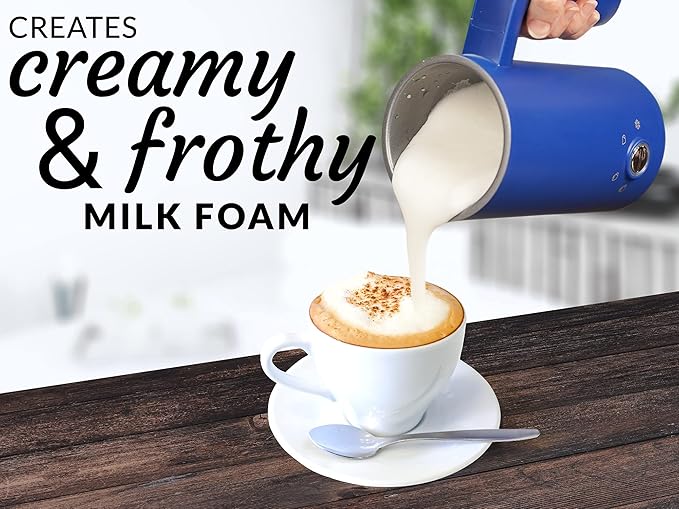 Zulay Milk Frother Electric Heater (10oz/300ml) - Automatic 4-in-1 Function Milk Steamer For Hot & Cold - Stainless Steel Electric Milk Frother For Latte, Cappuccino Hot Chocolate 120V - Sky Blue