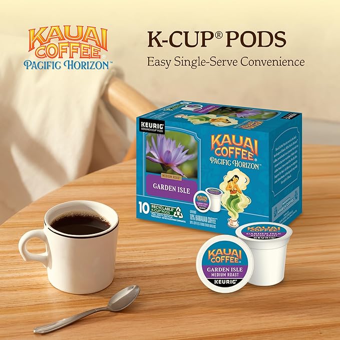 Kauai Coffee Garden Isle Medium Roast - Compatible with Keurig K-Cup Brewers, 10 CT (Pack of 6)