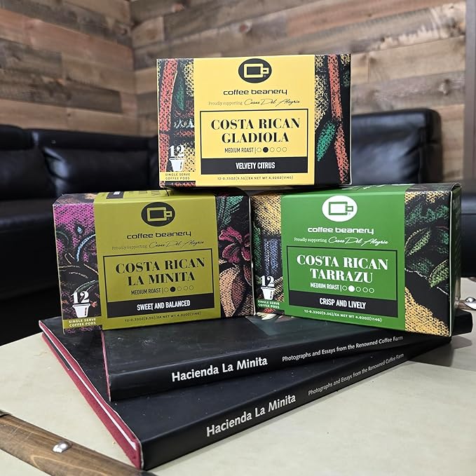 Costa Rican La Minita Coffee Pods by Coffee Beanery | 12ct Specialty Coffee Pods Medium Roast Coffee Pod