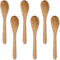 INTAJ 6 PCS Small Wooden Spoons, 6 Inch Honey Spoons for Tea, Hardwood Wooden Honey Teaspoon for Coffee, Little Tiny Wood Spoon, Bamboo Table Spoon for stirring, Wooden Spoons for Utensils Set