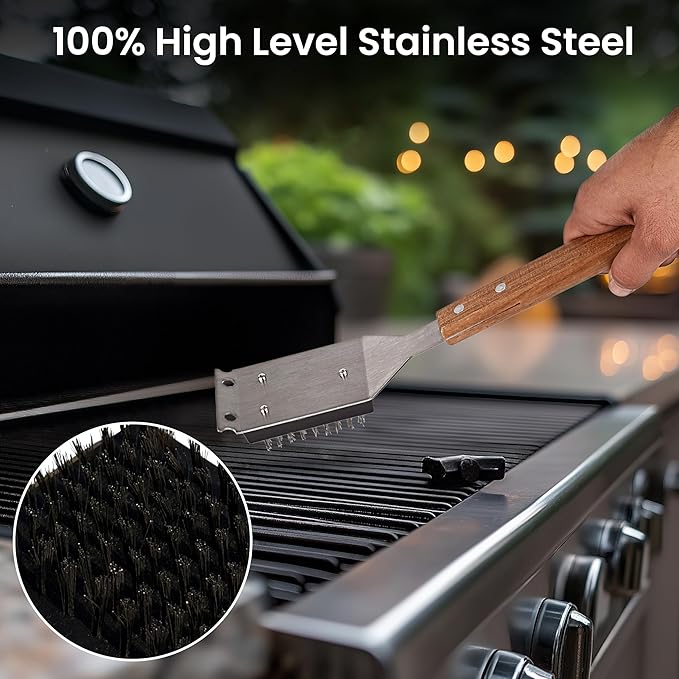 Wire Grill Brush & Scraper Replacement Head – Bristle Refill for BBQ Cleaning – Safe No Scratch Grill Cleaner– Heavy-Duty Barbecue Tool – Pack of 1