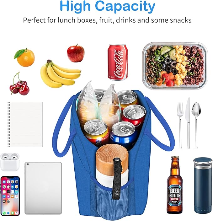 DALINDA Lunch Bag Lunch Box for Women Men Reusable Insulated Lunch Bags for Adults,Water-Resistant Cute Cooler Lunch Tote Bag, Large Capacity for Work Travel Picnic, jewel blue