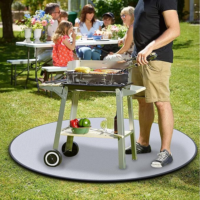 24" Fire Pit Mat for Solo Stove Bonfire, Round 4-Layer Fireproof Mat, Under Grill Mats for Outdoor Grill, Waterproof BBQ Mat for Deck Patio Grass Protector, Heat Resistant Reusable Camping Stove Mats