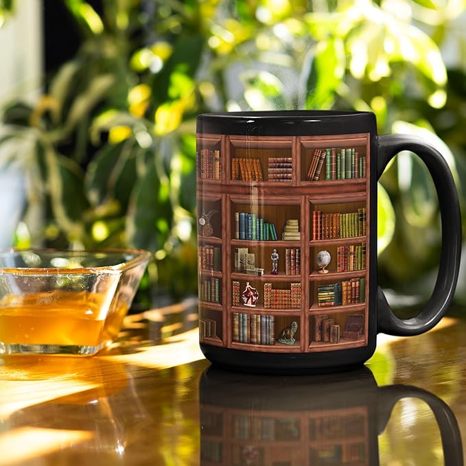 2IMT Books Mug Librarian Gifts for Book Lovers Women - Library Coffee Mug Book Club Gifts for Women - Reading Bookish Items Bookworm Librarian Lovers for Readers Writer Black 15oz