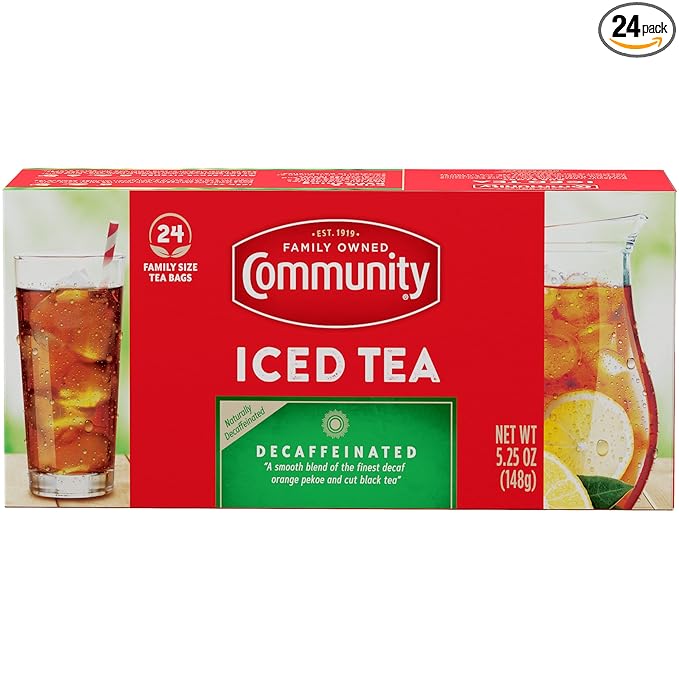 Community Coffee Decaf Tea, 24 Family Size Tea Bags (Pack of 1)