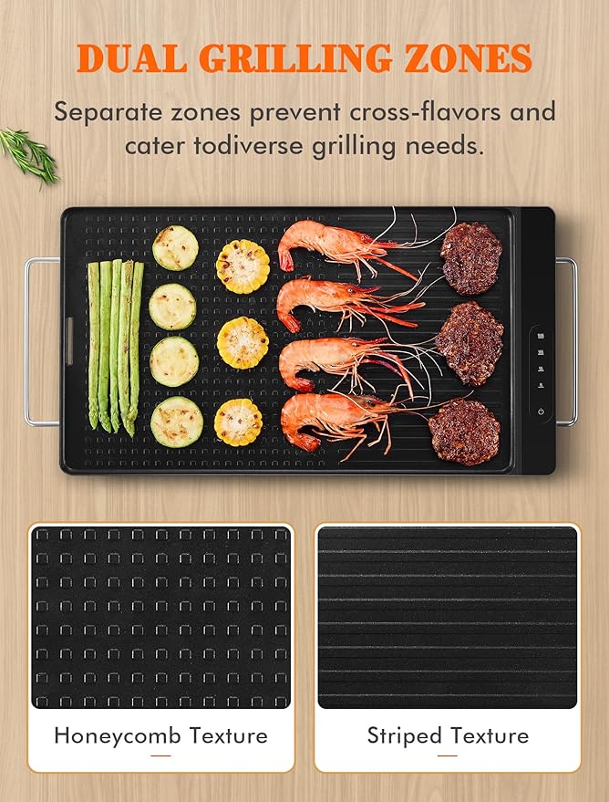 Electric Griddle with Removable Cooking Plate, Large Griddle Pan Electric with Nonstick Coating, Fast & Even Heating, Dishwasher Safe, Smokeless Grill for Bacon, Steak, Pancake, 19" x 11"