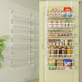 Over The Door Pantry Organizer, Wall Mount Spice Rack, Pantry Hanging Storage and Organization, 6 Adjustable Baskets Heavy-Duty Metal for Home & Kitchen, Back of Door Seasoning Rack - White