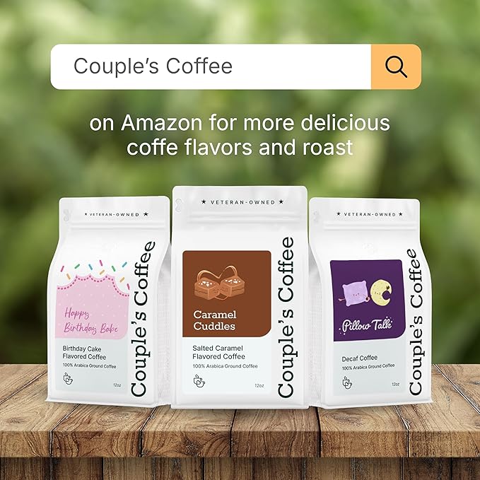 Couple’s Coffee Flavored Ground Coffee | Caramel Flavored Coffee | Gives Back to Military Families | Caramel Cuddles | Made with 100% Arabica Beans | 12oz