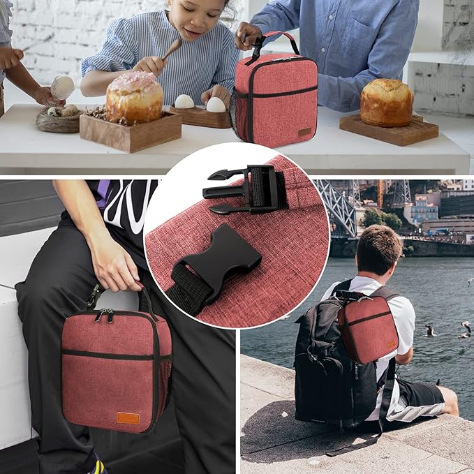 Femuar Lunch Box for Men Women Adults, Small Lunchbox for Work Picnic - Reusable Lunch bag Portable Lunch tote, Pink