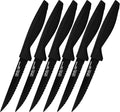 GINSU Daku 6-Piece Steak Kitchen Knife Set - Dishwasher Safe and Always Sharp, Perfect for Any Steak Lover – Practical Table Knives - Black