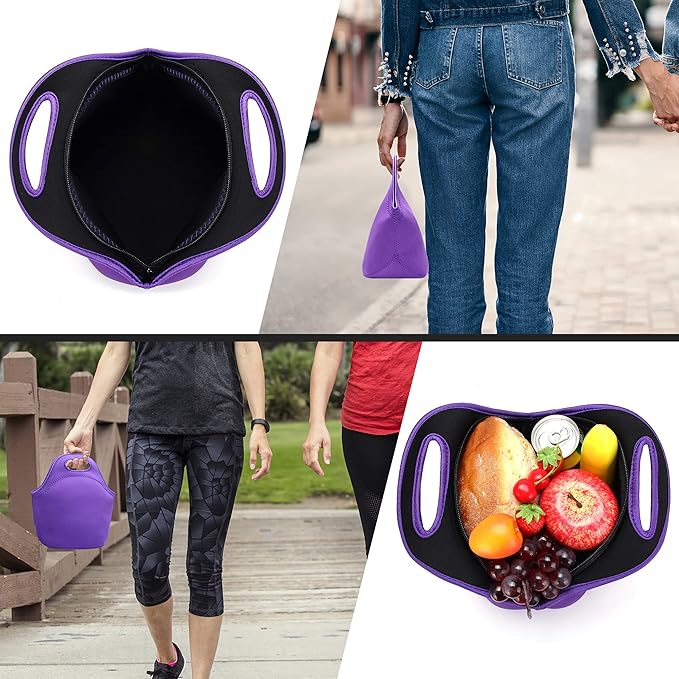 Neoprene Lunch Bag for Women Insulated Lunch Tote Bags Washable Lunch Container Box for Work Picnic Lightweight Meal Prep Bags for Men