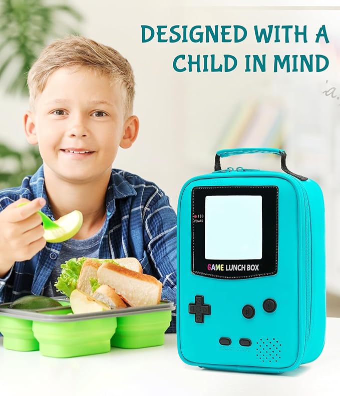 Boy Lunch Box,Kids Lunch Bag Insulated Leather Game Lunch Box for School Thermal Meal Cooler Lunch Boxes for Boy Girl Kid Toddler Teen