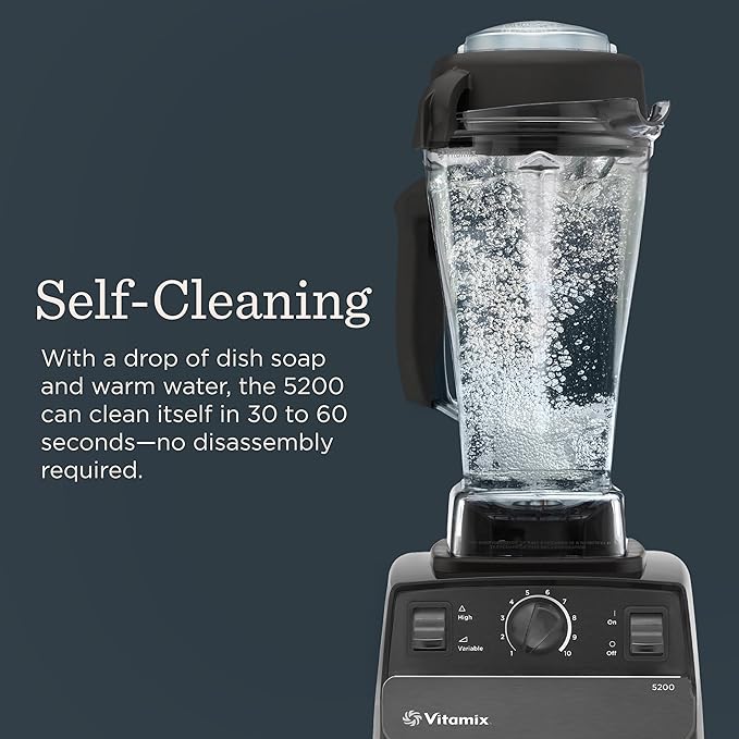 Vitamix 5200 Blender, Professional-Grade Blender for Smoothies, Soups, Ice Cream and More, Stainless-Steel Blades, Self-Cleaning Kitchen Appliance, 64 Oz Container, Black