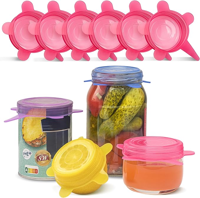 Orblue Silicone Stretch Lids 6-Pack Small for Fresh Food Storage - Seal in Flavors, Keep Food Fresh and Reduce Waste Pink