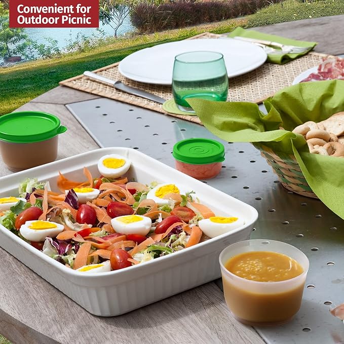 Reusable Airtight Containers 3 oz 8 Pack for Snacks, Baby/Toddler Puree, Condiments, Picnics, Food Prep, Lunch - Plastic Storage Containers, Dishwasher, Microwave, Freezer Safe, BPA Free